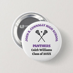 Macaron Rond 5 Cm Équipe de crosse de lycée violet personnalisée
