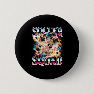 Macaron Rond 5 Cm Équipe de foot drôle Mème de chien rétro Cool Brai