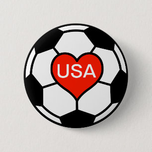 Macaron Rond 5 Cm Équipe de football des femmes des USA d'amour