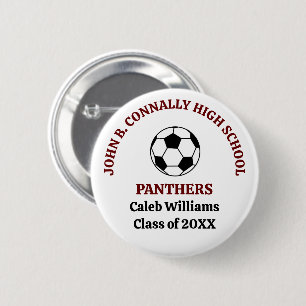 Macaron Rond 5 Cm Équipe de football personnalisée du lycée Maroon