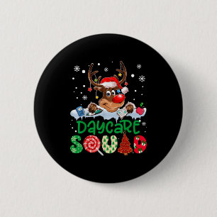 Macaron Rond 5 Cm Équipe de la garderie chapeau de Noël du Père Noël