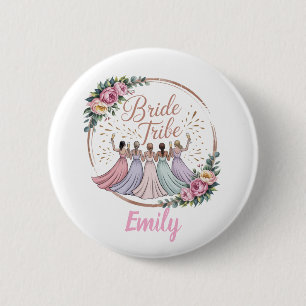 Macaron Rond 5 Cm Équipe de la Mariée Nom Personnalisé Enterrement d