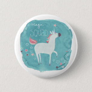 Macaron Rond 5 Cm Équipe de licorne magique