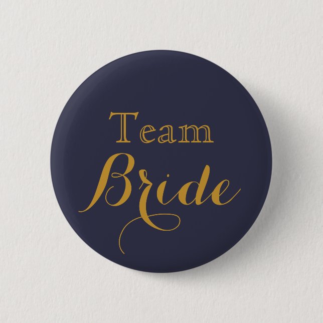 Macaron Rond 5 Cm Équipe de Mariage Blue Gold (Devant)