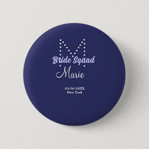 Macaron Rond 5 Cm Équipe de mariée ajoute un nom monogramme demoisel