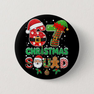 Macaron Rond 5 Cm Équipe de Noël 6-7 Drôle 67 Six Sept Meme Xmas 6