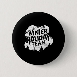 Macaron Rond 5 Cm Équipe de Noël d'hiver
