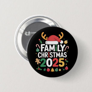 Macaron Rond 5 Cm Équipe de Noël familiale 2025 Groupe familial asso