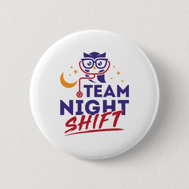 Macaron Rond 5 Cm Équipe de nuit Shift Hospital Doctor Nurse Staff (Devant)