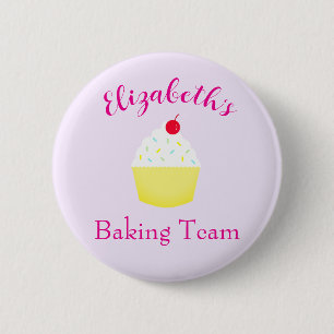 Macaron Rond 5 Cm Équipe de pâtisserie de Cupcake pour anniversaire
