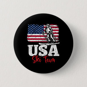 Macaron Rond 5 Cm Équipe de ski Usa Amérique Ski Winter Sports Nous