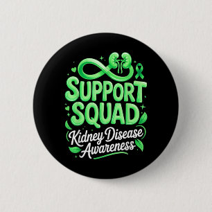Macaron Rond 5 Cm Équipe de soutien au ruban vert Maladie rénale