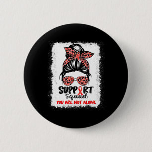 Macaron Rond 5 Cm Équipe de soutien Bun Messy Rouge Guerrier Cancer