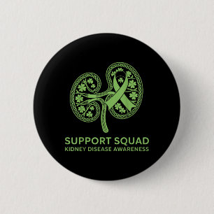 Macaron Rond 5 Cm Équipe de soutien Ruban vert Maladie rénale