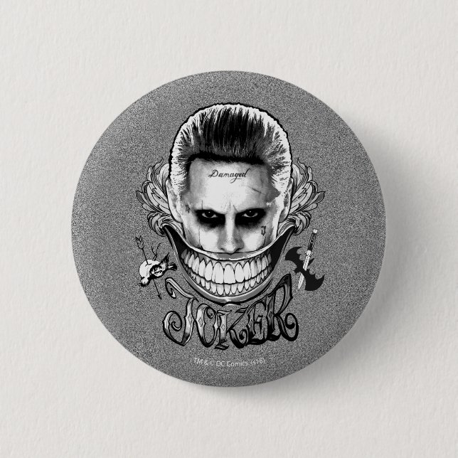 Macaron Rond 5 Cm Équipe de suicide | Joker Smile (Devant)