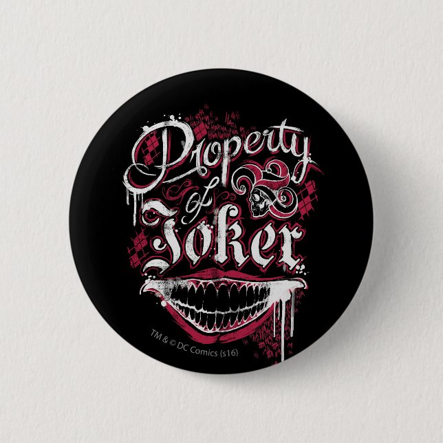 Macaron Rond 5 Cm Équipe de suicide | Propriété de Joker (Devant)