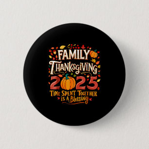 Macaron Rond 5 Cm Équipe de Thanksgiving de la famille 2025 tenue as