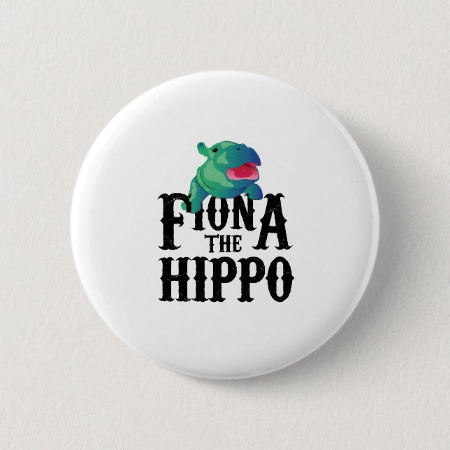 Macaron Rond 5 Cm Équipe Fiona l'amour Hippopotamuss d'hippopotame (Devant)