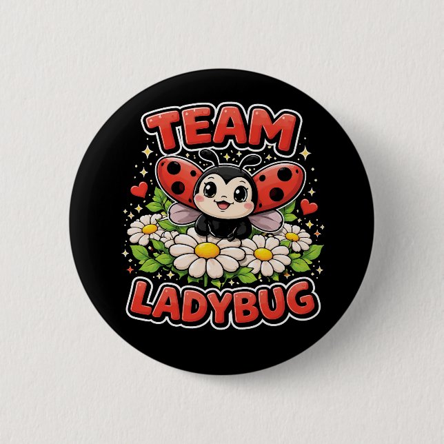 Macaron Rond 5 Cm Équipe Ladybug (Devant)