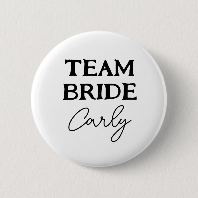 Macaron Rond 5 Cm Équipe Mariée Bachelorette Noir Et Blanc Nom (Devant)