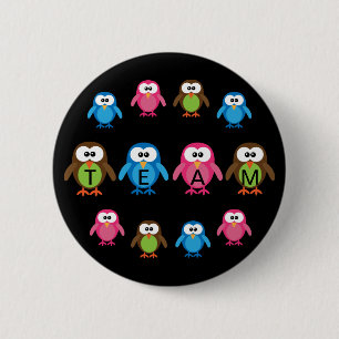 Macaron Rond 5 Cm Équipe personnalisable de hiboux mignons de bande