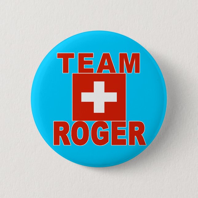 Macaron Rond 5 Cm Équipe Roger avec le drapeau suisse (Devant)