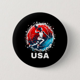 Macaron Rond 5 Cm Équipe Usa De Baseball Usa