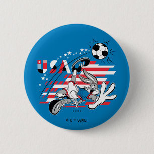 Macaron Rond 5 Cm Équipe USA de football graphique de BUGS BUNNY™