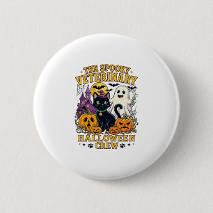 Macaron Rond 5 Cm Équipe vétérinaire effrayante Halloween Chat noir