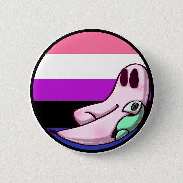Macaron Rond 5 Cm Équipement Genderfluide Fresh Night Crawler Pride  (Devant)