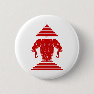 Macaron Rond 5 Cm Erawan Three Headed Elephant Lao / Laos Flag