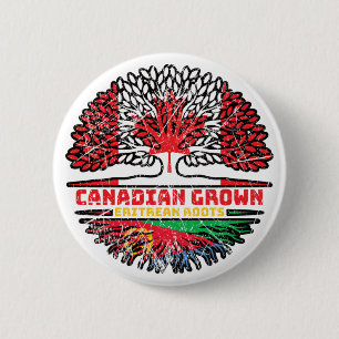 Macaron Rond 5 Cm Erythrée Drapeau des racines de l'arbre du Canada 