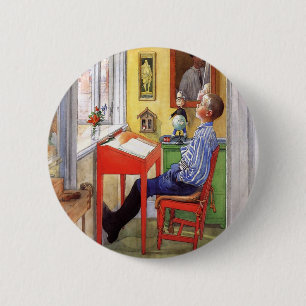 Macaron Rond 5 Cm Esbjorn faisant ses devoirs par Carl Larsson