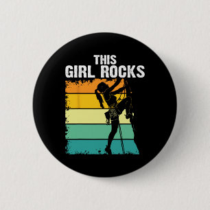 Macaron Rond 5 Cm Escalade, Cette Fille Déchire, Bloc, Montagne