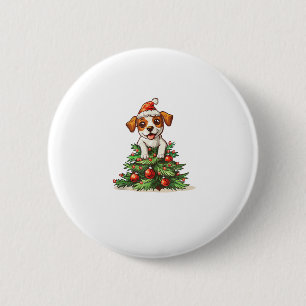Macaron Rond 5 Cm Escalade drôle de chien sur le costume d'arbre de