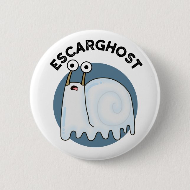 Macaron Rond 5 Cm Escarghost Amusant Français Ghost Snail Pun (Devant)