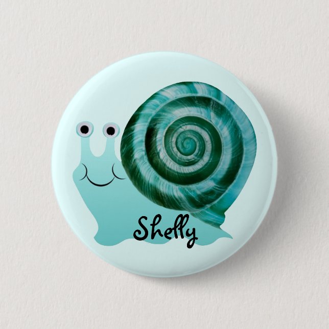 Macaron Rond 5 Cm Escargot bleu (Devant)