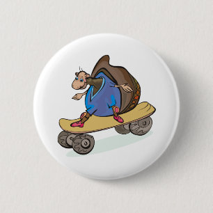 Macaron Rond 5 Cm Escargot Skateboarder Planche à Roulettes Amusant
