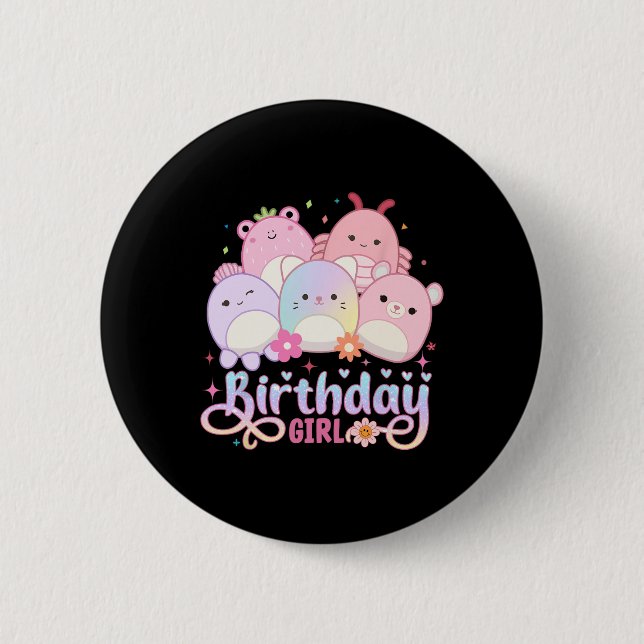 Macaron Rond 5 Cm Escouade de cris de filles d'anniversaire Mallow G (Devant)