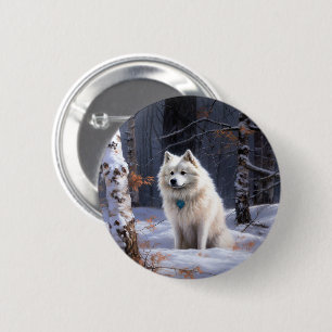 Macaron Rond 5 Cm Eskimo Américain Noël sous la Neige