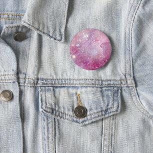 Macaron Rond 5 Cm Espace étoilé Légèrement Rose Galaxie Étoiles Aqua