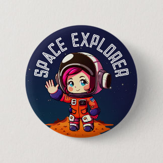 Macaron Rond 5 Cm Espace | Petite fille sur Mars | Explorateur d'esp