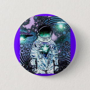 Macaron Rond 5 Cm Espacé U.F.O. Astronaut Pinback
