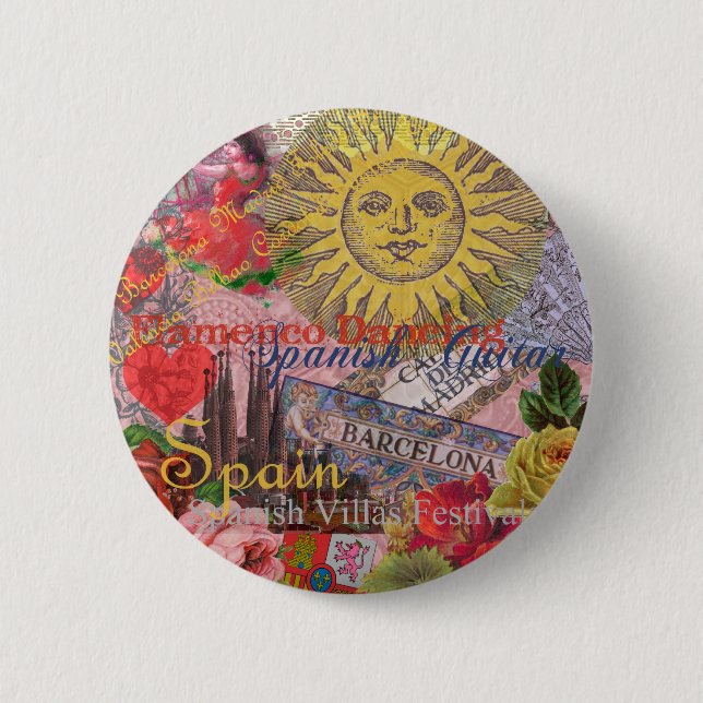 Macaron Rond 5 Cm Espagne Sunshine Espagnol Voyage vacances (Devant)