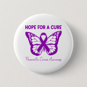 Macaron Rond 5 Cm Espoir de guérison Papillon violet Cancer du pancr