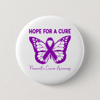 Macaron Rond 5 Cm Espoir de guérison Papillon violet Cancer du pancr