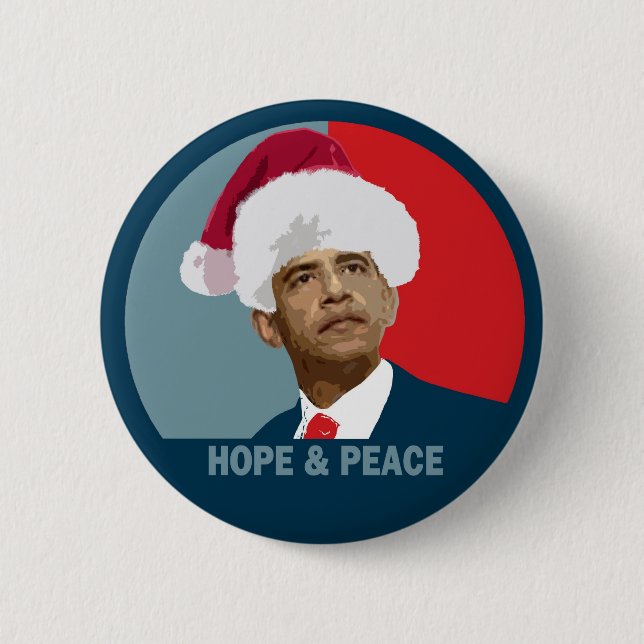 Macaron Rond 5 Cm Espoir et paix d'Obama (Devant)