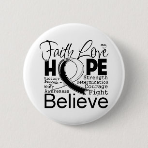 Macaron Rond 5 Cm Espoir typographique d'amour de foi de Cancer