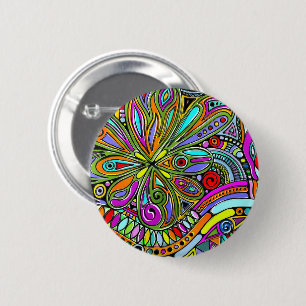 Macaron Rond 5 Cm Esquisse Imaginaire Art - Fleurs Abstraites 1