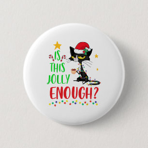 Macaron Rond 5 Cm Est-Ce Que Ce Jolly Assez Chat Noir Joyeux Noël Tr